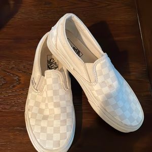 VANS slip on checkerboard white size mens 8.0 women’s 6.5